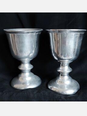 WP Made In USA Pair Of Pewter Goblets Chalice Wedding Medieval Toasting Glasses